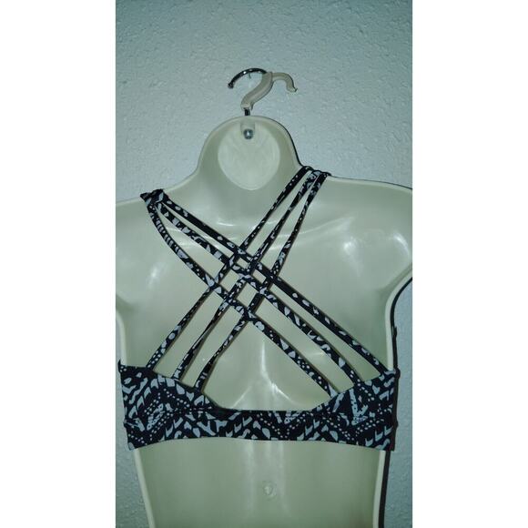 Victoria Secret Sports Bra Small Black And White Geometric Pattern Cris Cross - Picture 3 of 4